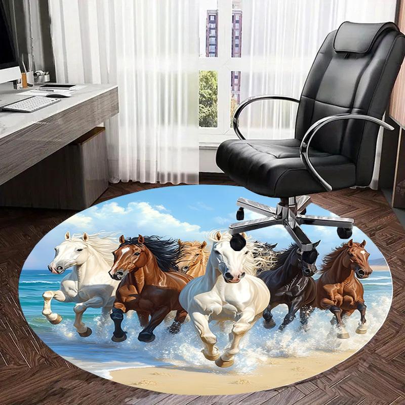 1pc Office Carpet Chair Mats Horses Running on Beach Perfect for Decorating Office Chairss, Or Bedrooms.YDT401
