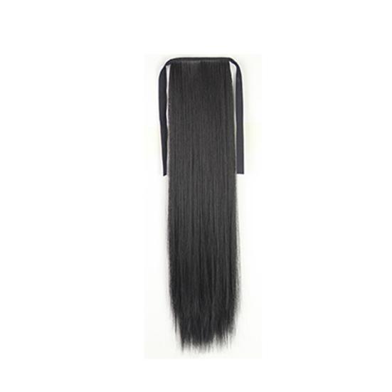 Tight Bandage High Temperature Fiber Long Straight Natural False Ponytail Wigs for Daily Wear