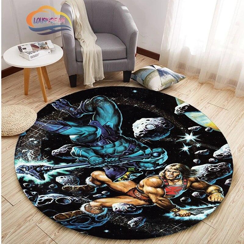 Adventure Animation Masters of the Universe Round Carpet and Rug Cartoon He-Man Pattern Home Decor Anti-slip Mat Yoga