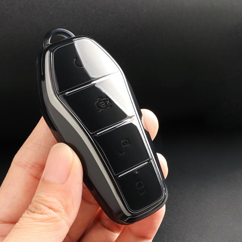 New Soft Transparent TPU Car Key Case for BYD Atto 3 Han EV Dolphin 4 Buttons Remote Control Protect Cover Auto Accessories