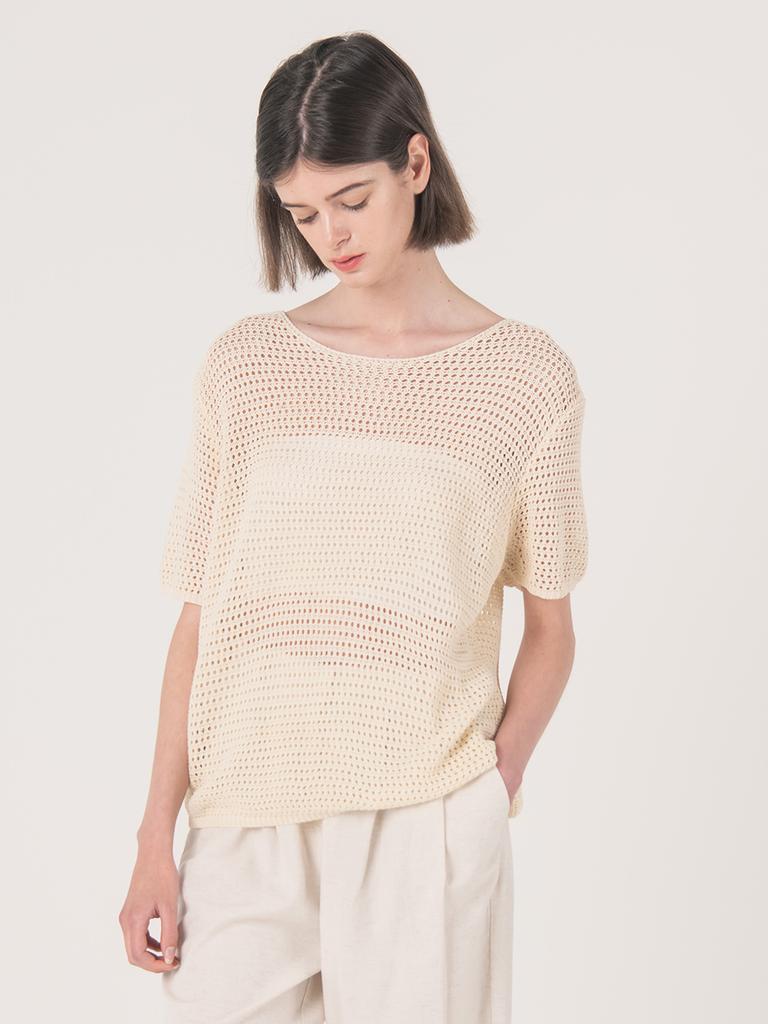 WEDNESDAY DELIGHT Wed_Volume Sleeve Knit Top_Beige