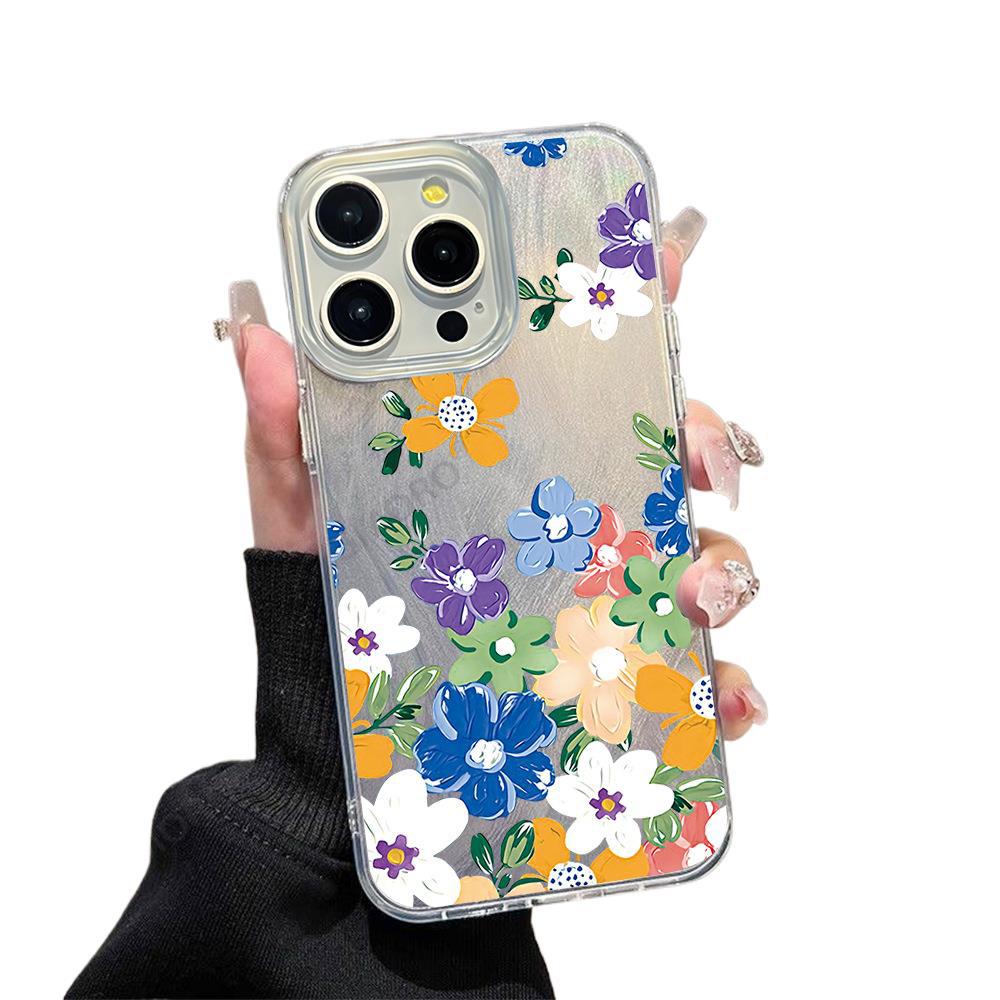 Oil Painting Style Simple Flower 15pro Hot-selling Apple 17promax Protective Case iPhone13 Mobile Phone Case