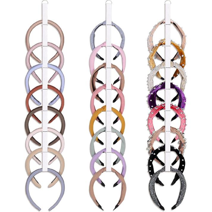 3 шт. Держатель-органайзер для ободков для девочек, Подвесной органайзер для хранения ободков для женщин, Белый держатель для ободков, Органайзер для аксессуаров для волос, Спальня, Студенческое общежитие White-3pcs