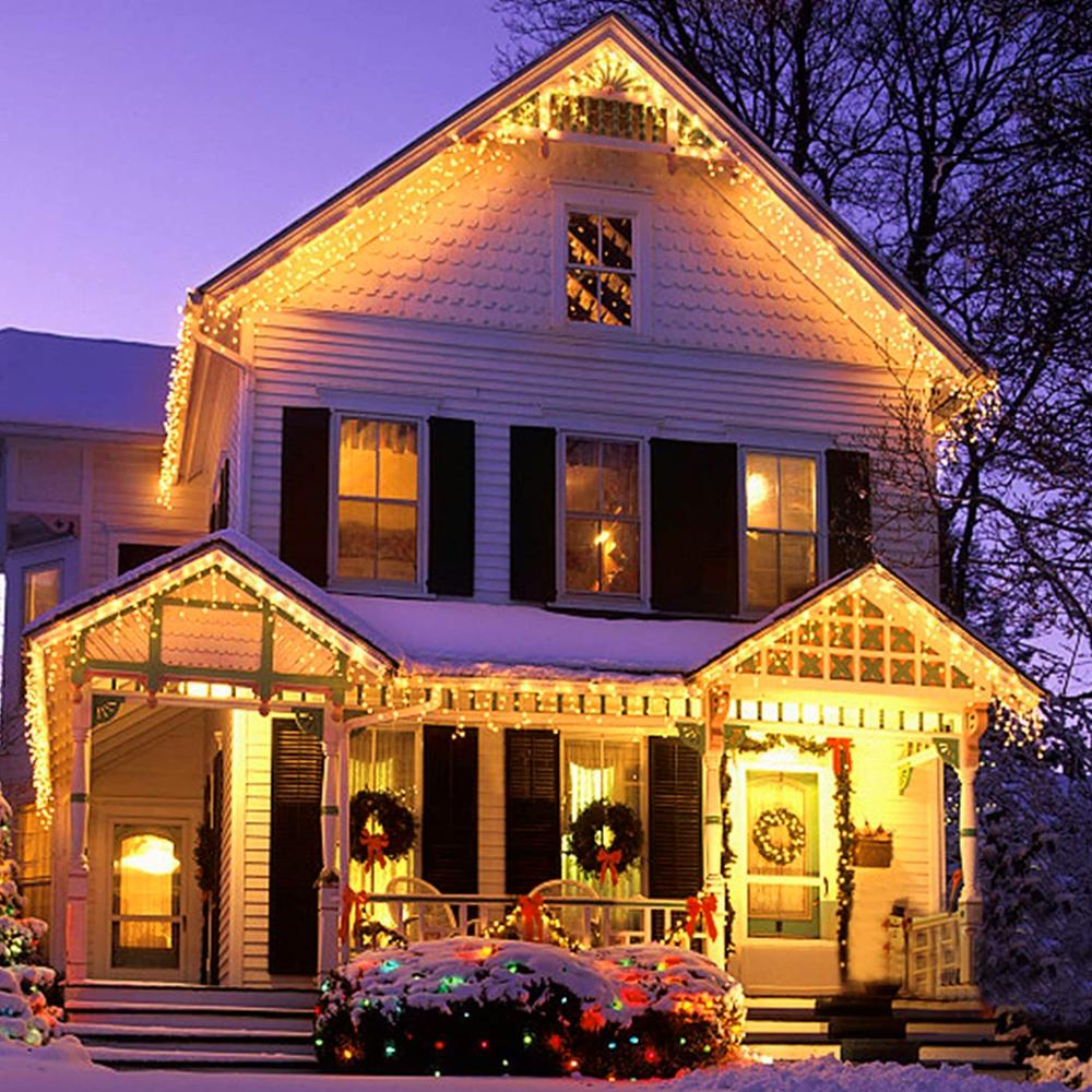 5M Curtain LED Icicle String Lights 110V 220V Christmas Garland Droop Light Wedding Garden Street Outdoor Decorative Lighting