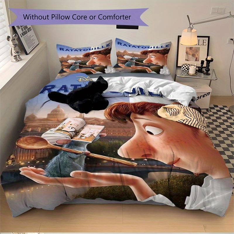3-teiliges Ratatouille Filmplakat Design Steppdecken-Set Weich und Bequem Schlafzimmer-, Gästezimmer- und Wohnheim-Dekoration Bettwäsche-Set D063