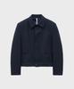Noirer Lux Wool Belted Crop Jacket (Navy)