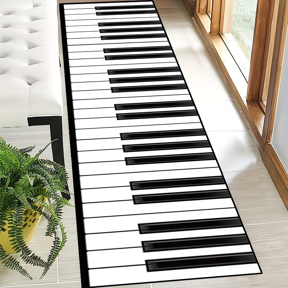 Moderne Pianotoets Muzieknoot Runner Vloerkleed Antislip Zacht Vloerkleed Muzikaal Kunst Vloerkleed voor Hal Keuken Slaapkamer Huisdecoratie Cadeau