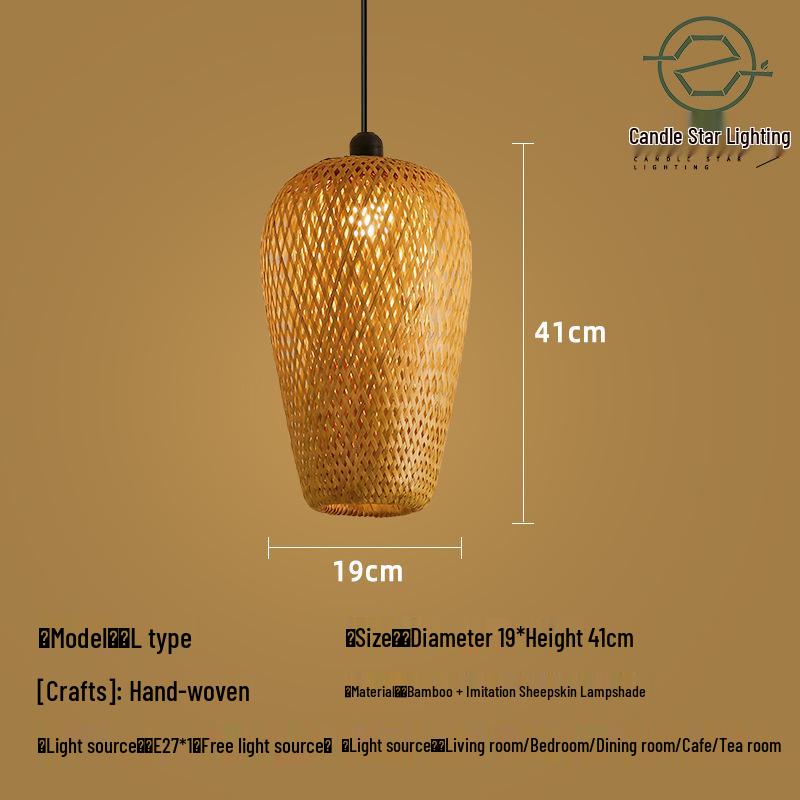 Zen Style Bamboo Rattan Pendant Light for Tea Rooms and Restaurants
