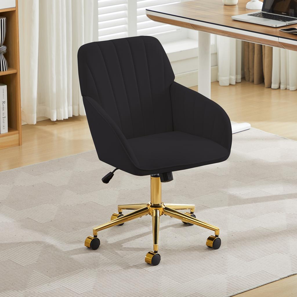Height-Adjustable Office Swivel Chair for Home and Bedroom, Ergonomic Swivel Chair with Backrest, Suitable for Long Sitting. Black
