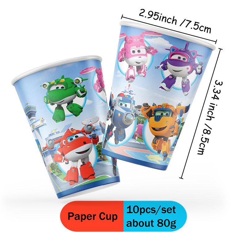 Cartoon Super Themed Wings Paper Cup Plate Straw Balloons Tableware for Birthday Party Arrangements Set Family Essential Gifts