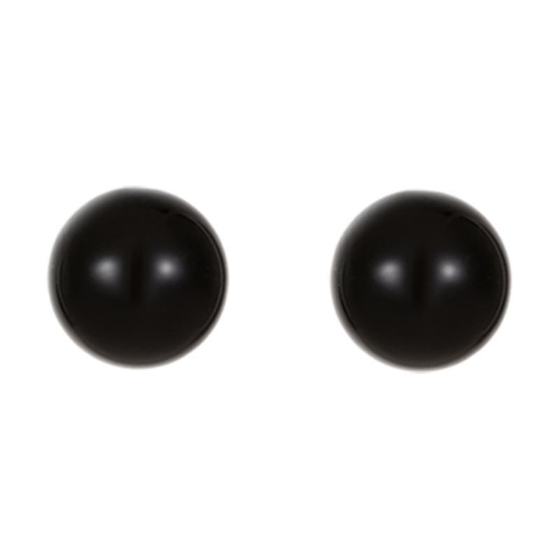 Brincos de Ágata Negra Coreana de Prata para Mulheres - Simples, Elegante, Versátil, Pequena Jóia de Declaração