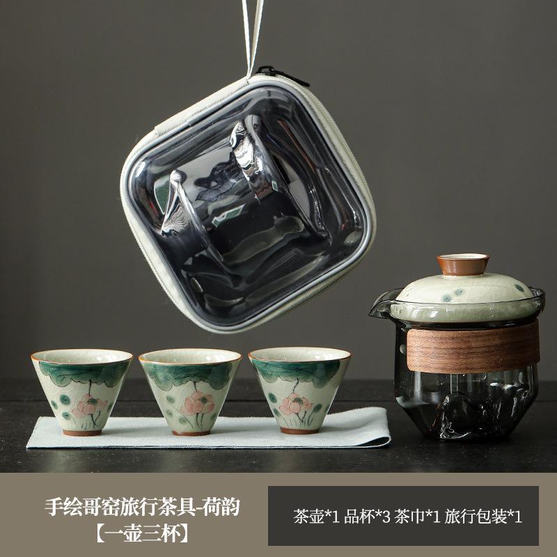 Hongyue Glass Covered Bowl Teacup Large Single Non-Hot Hand-Grasping Pot One Person Kung Fu Tea Set Underglaze Color Brewing Teapot