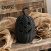Herfst Tafelblad Centerpiece Nep Rotan Halloween Pompoen Beeldje, Zwart Hars Beeld met Heks Gotische Stijl Tafeldecoratie Hoed, Rustiek