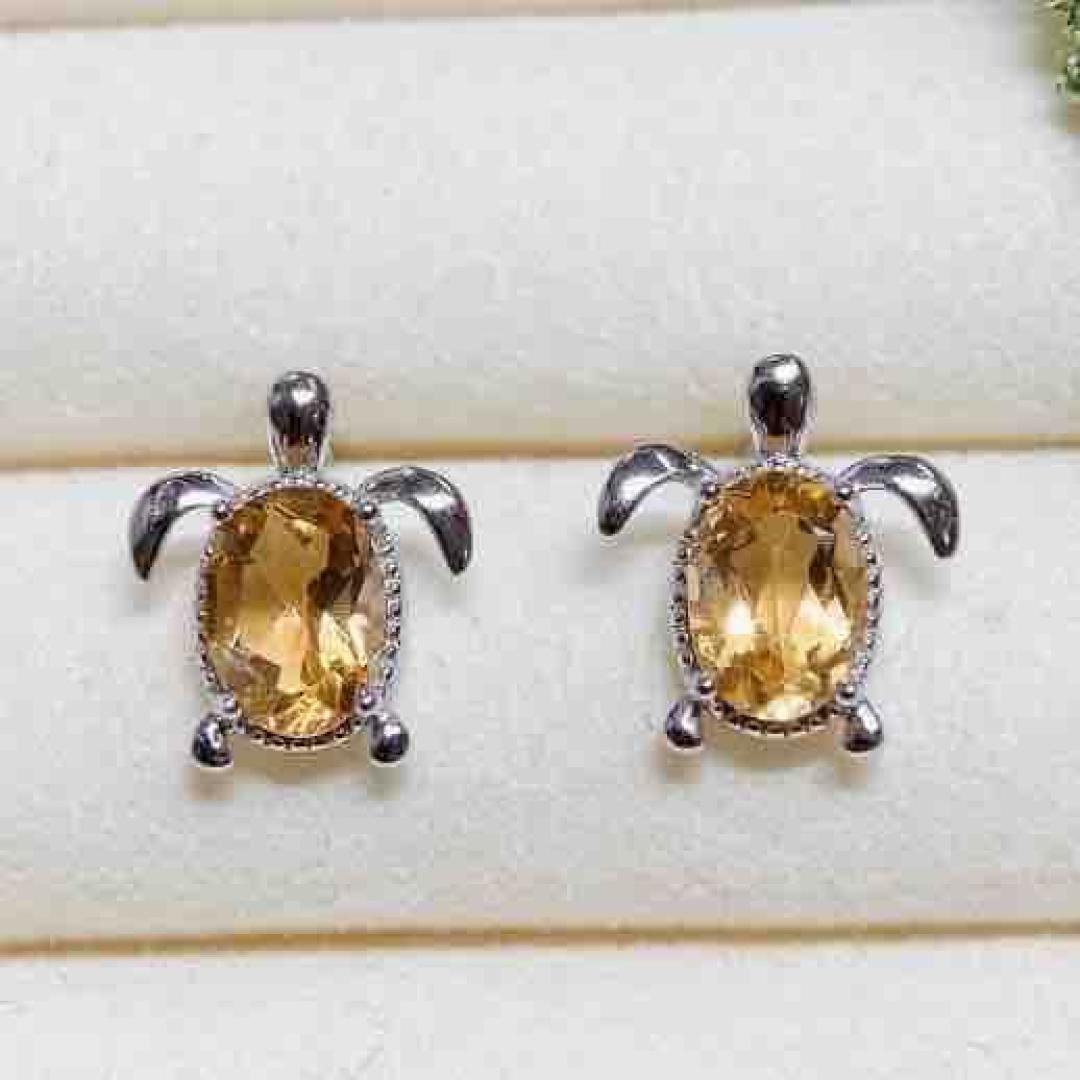 2025 Yellow Crystal S925 Silver Earrings, Natural Design S925 Silver