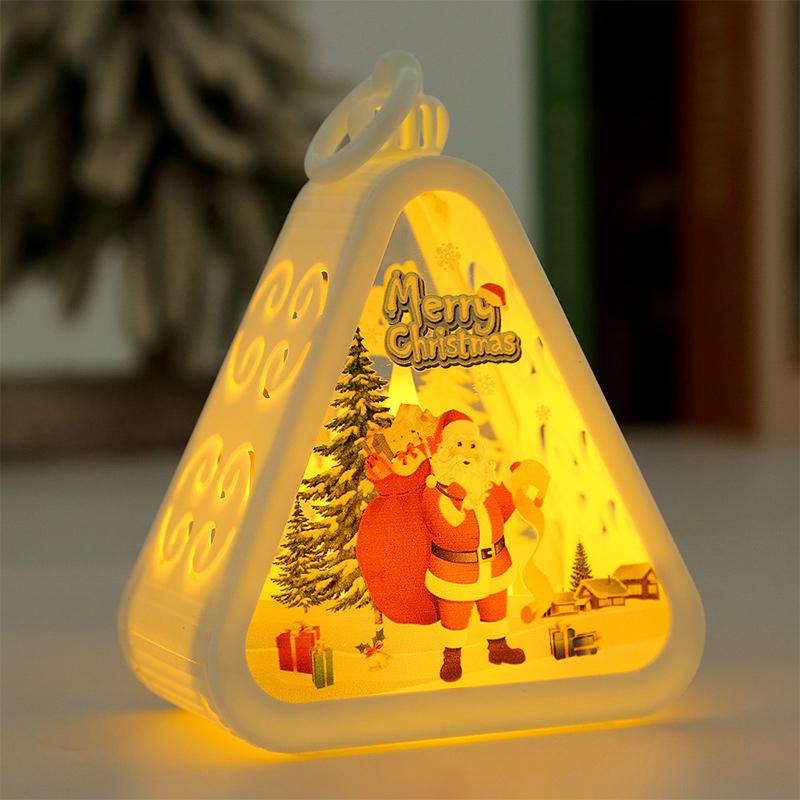 1pc Festival Lamp Xmas Gifts LED Party Scene Props Triangle Lantern Table Ornaments Christmas Mini Snowman Santa Claus