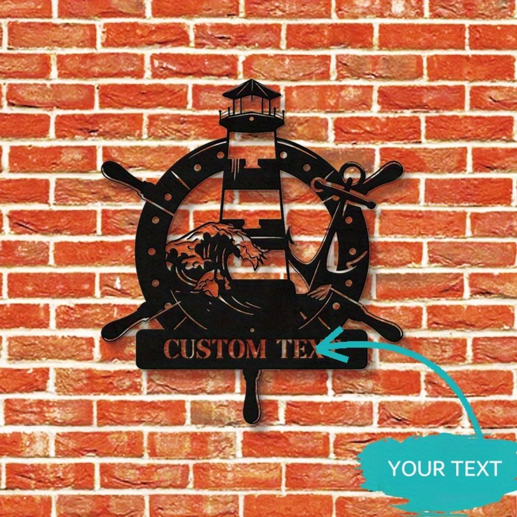 Custom Lighthouse Address Sign Weatherproof Powder Coated Metal Personalized Name Vintage Indoor Outdoor Decor
