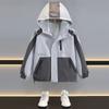 Children Clothing Color Blocking Jacket Spring Autumn Teen Boys Fashion Zipper Hooded Windbreaker Coat Kids Outewear Tops