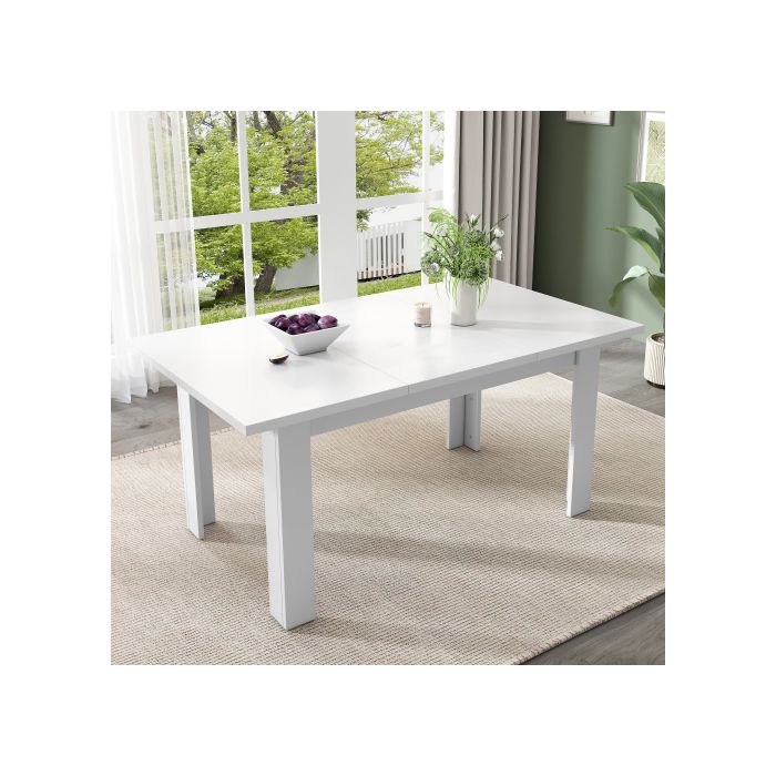 Table de salle à manger 120*70 cm, Espace de rangement ouvert, Gain de place, Table multifonctionnelle, Blanc