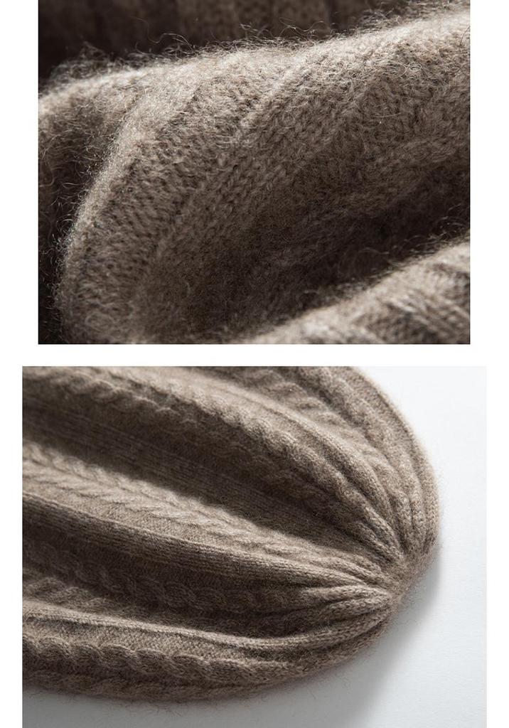 Unisex Cashmere Winter Cable Knit Hat - Soft Headwrap for Cold Weather
