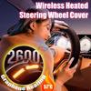 NEW Graphene Wireless Heated Steering Wheel Cover Universal Winter Leather Suede Hand Sewn Plush for Car Decoration Accessorie