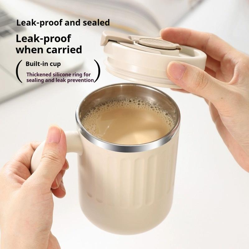 480ML Leakproof Thermo Mug with Handle 304 Stainless Steel Coffee Mug with Straw Double Wall Vacuum Water Cup Travel Milk Cup