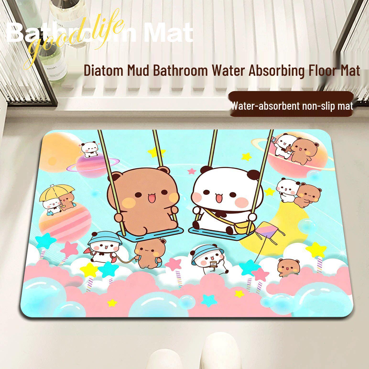 New Hot-Selling Cartoon Diatom Mud Bathroom Mat – Quick Dry, Water-Absorbent Foot Wiper 40x60cm Water Absorbing, Non-Slip