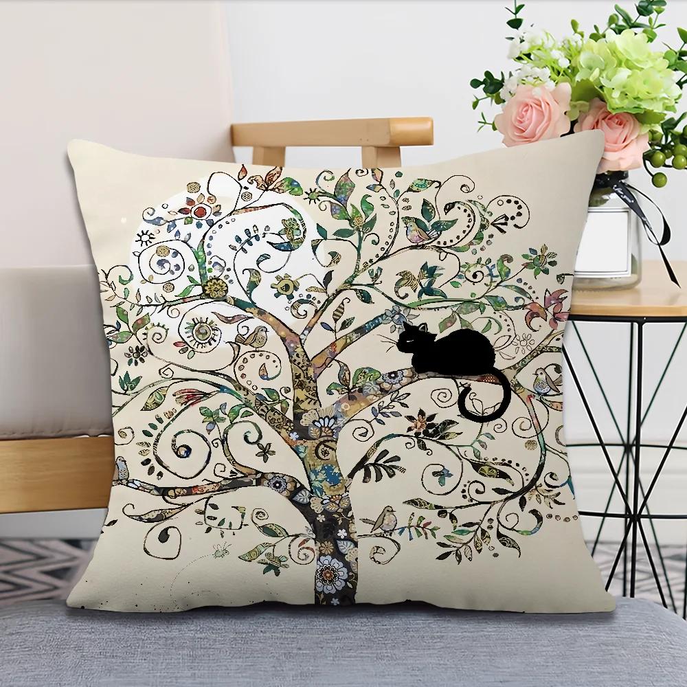 Cute Black Cat Printed Pillowcases Office Car Sofa Bed Cushion Cover Home Bedroom Decoration