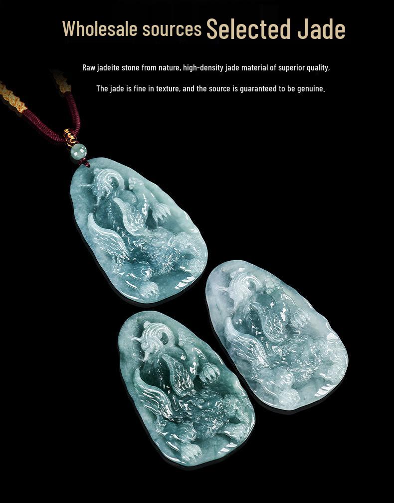 Natural A Grade Blue Jade Pixiu Pendant for Men and Women - Ice Seed Stone for Attracting Wealth