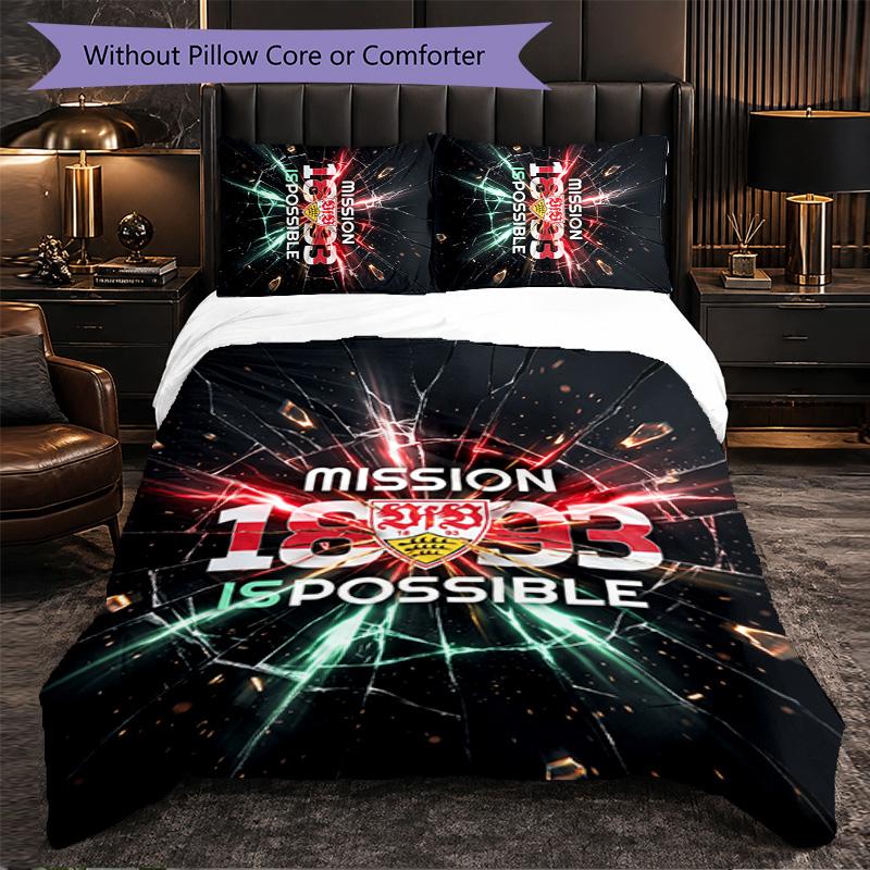 Set Biancheria da Letto Calcio VfB Stuttgart 3 Pezzi Morbido Set Copripiumino con Federe Set Decorazione Camera da Letto per la Casa