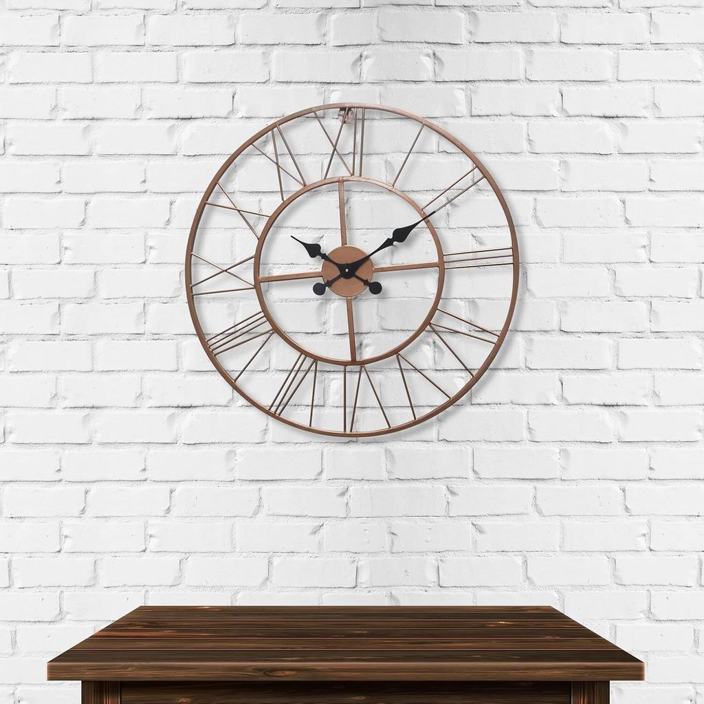 Metall Analog Wanduhr, 60 cm Leicht Ablesbar für Wohnzimmer/Zuhause/Küche - Schwarz (24 Zoll)