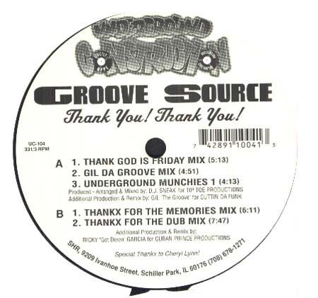 

12inch Record GROOVE SOURCE - Thank You! Thank You! UC104 UNDERGROUND CON 1993 US Dance & Electronica Used