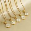 Simple 18K Four-leaf Clover Letter Necklace Female Snake Bone Chain Shell Letter Pendant Jewelry 2026