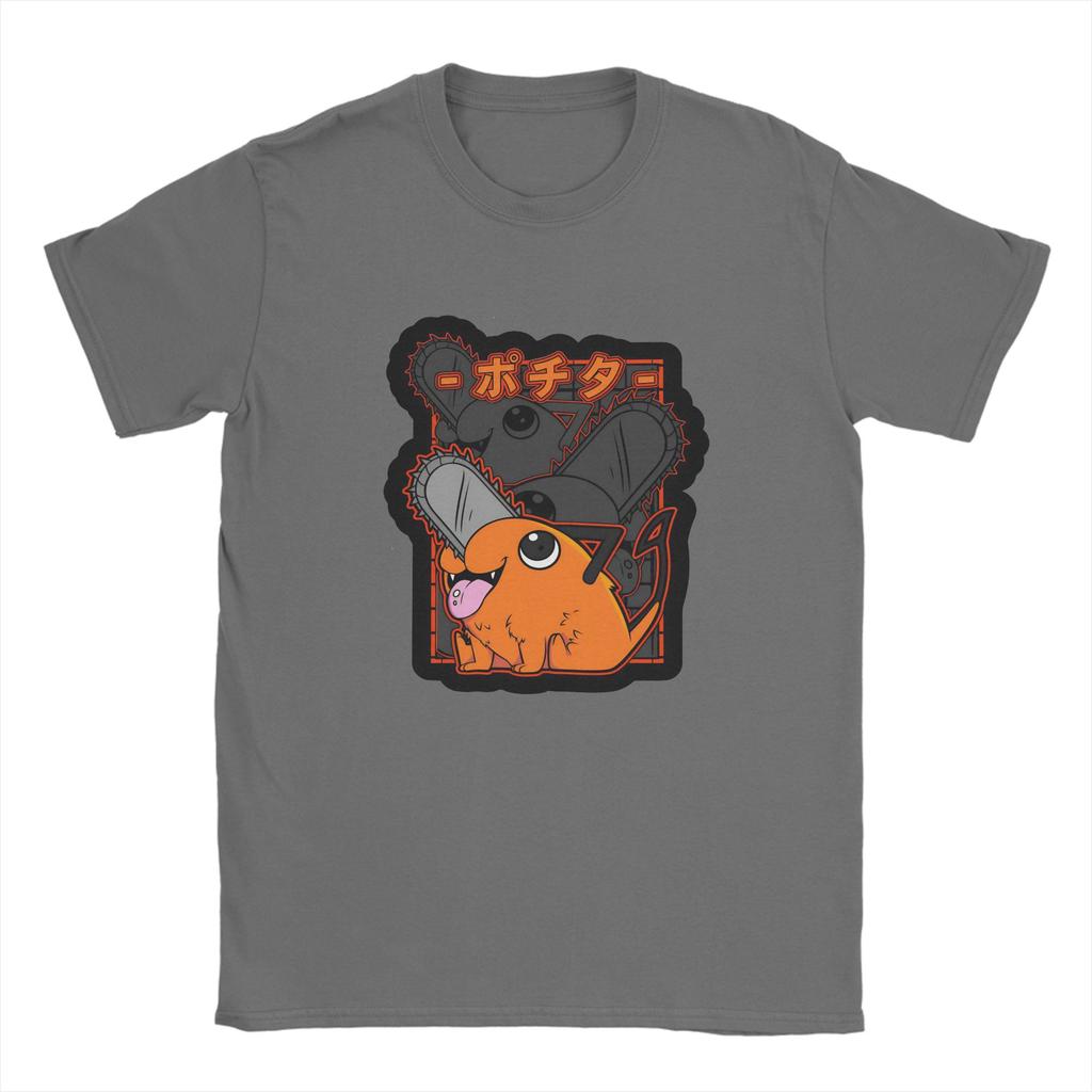 Kettensägenmann Pochita T-Shirt Harajuku T-Shirts Kurzarm Y2K Lustige Oberteile Sommer 100% Baumwolle Rundhals Oversize Kleidung