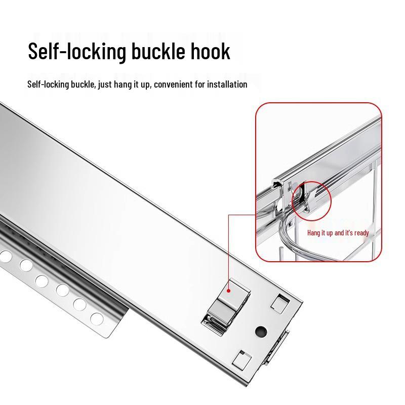 Adjustable Kitchen Drawer Slide: Three-Section Pull-Out Basket Rail for Cabinets