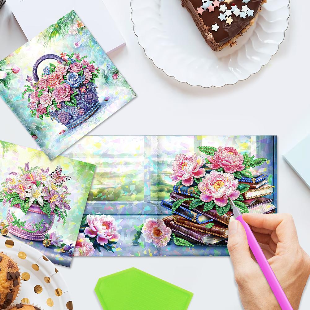 8/12pcs Diamond Painting Greeting Cards Handmade Diamond Painting Gift Card 5D Rhinestone Embroidery Arts Cards Kits for Adults