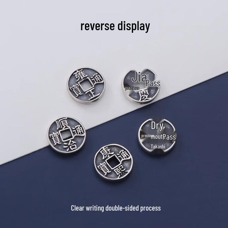 Wenwan Beaded Accessories: Five Emperors Coins Pendant, Unisex Wealth-Attracting Copper Coin Handwoven Bracelet with Spacer Beads.