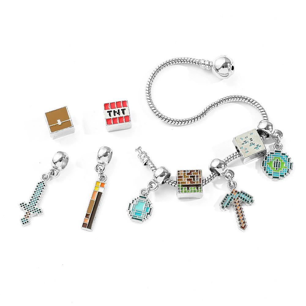 Minecraft Diy Bead Bracelet Kit With Zinc Alloy Charms For Teens And Adults