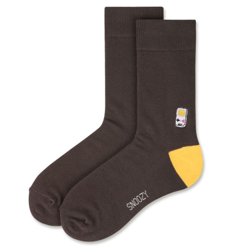 SNOOZY Game Console Embroidered Socks (Khaki Brown)