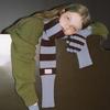 Niche designer striped knitted scarf women's winter concave shape decorative high-end scarf