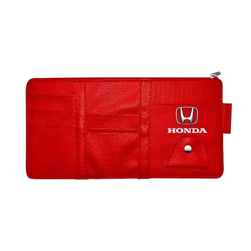 2025 Car New Honda Car Glasses Storage PU Leather Multi-Function Sun Visor Point Organizer Storage Pocket For Honda Fit Jazz Acc