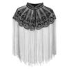 Women 20s Flapper Long Fringed Shawl Sequin Beaded Tassel Evening Cape Wrap for Wedding Reception Special Events