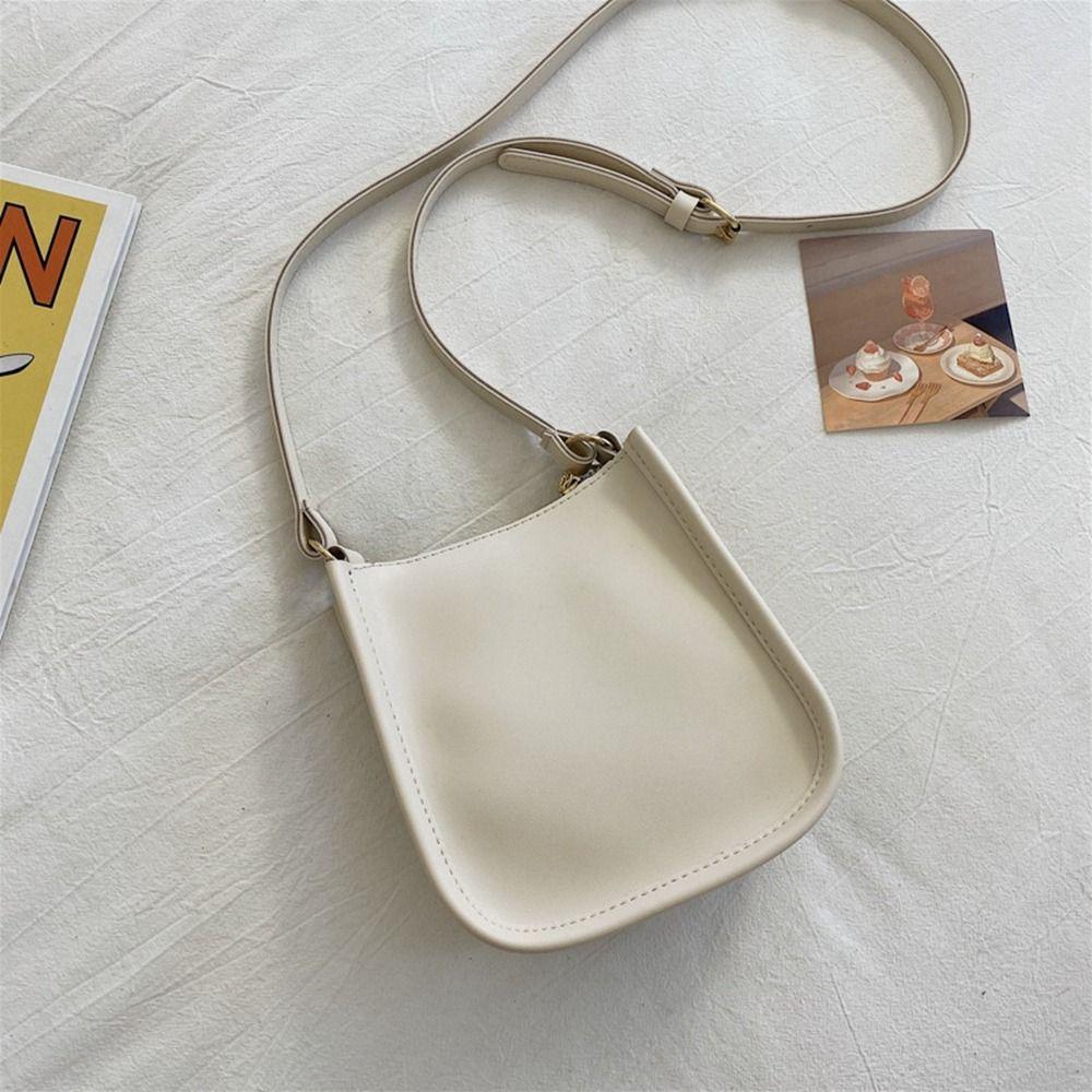 White Shoulder Bag Pu Leather Crossbody Bag Simple Small Square Bag  Outdoor