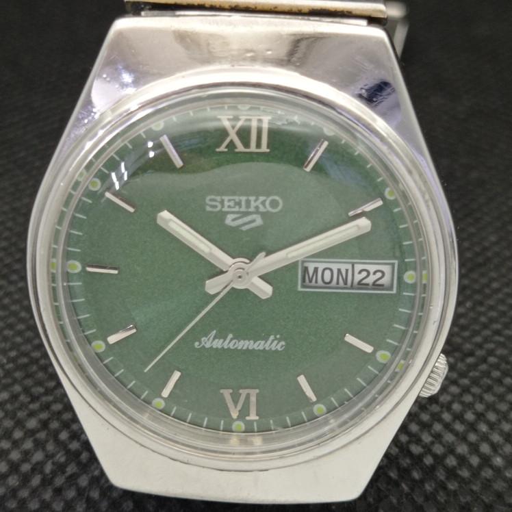 BRUKT VINTAGE SEIKO 5 AUTO 6309A JAPAN HERRE D/D GRØNN UR 608e-a315958-2 SKU608e-a315958