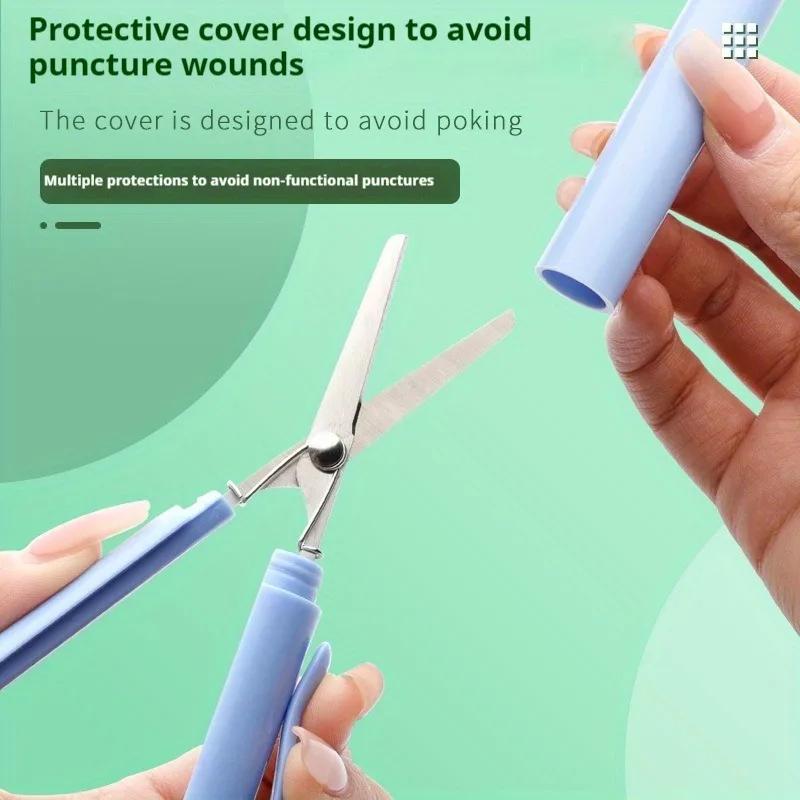1pc Stainless Steel Mini Folding Scissors Portable Creative Pen-Style Design DIY Paper-Cutting Art Tool School Office Supplies