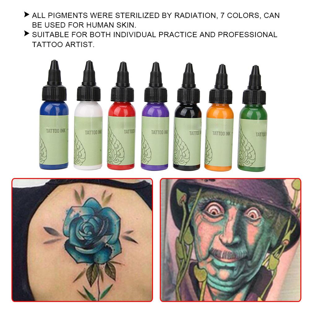 7pcs Professional Tattoo Ink Set Long Lasting Fast Coloring Tattoo Pigment (207.2ml)