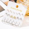 European and American New Temperament Stud Earrings, Geometric Creative Retro Pearl Circle Love 9 Pairs Set