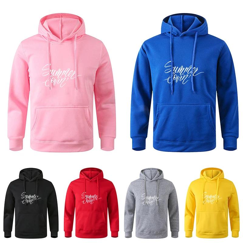 For Male And Women Spring Autumn Men's Casual Solid Color Oversize Black Sweatshirt Hoodie Pullover