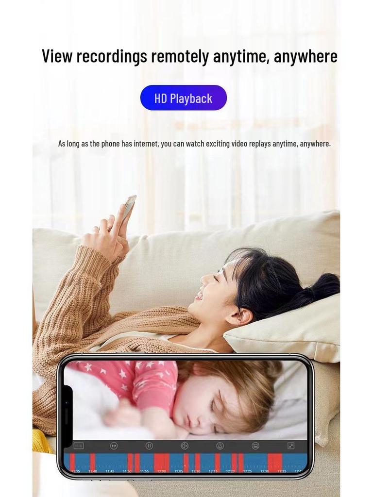 Wireless Indoor WiFi Surveillance Camera with Punch-Free Installation and Full-Color Night Vision