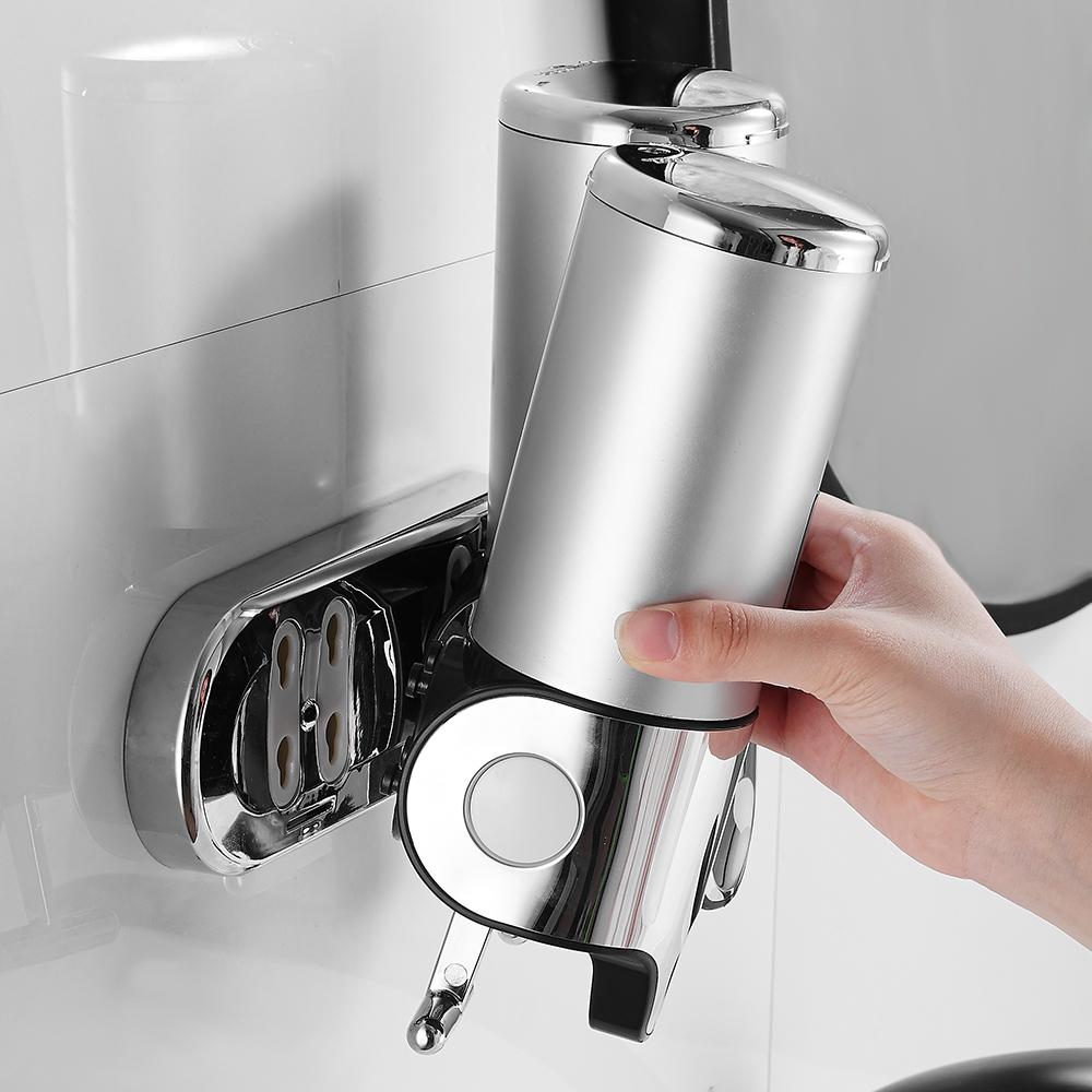 Soap Dispenser Double Headed Large Capacity Refillable Hand Sanitizer Dispenser with Clear Window Wall Mounted Shampoo Dispenser