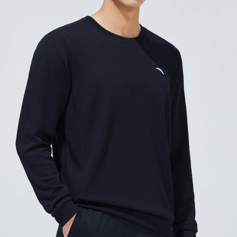ANTA Sweatshirts Men's Black Crew Neck Moderate Regular 952147768-2